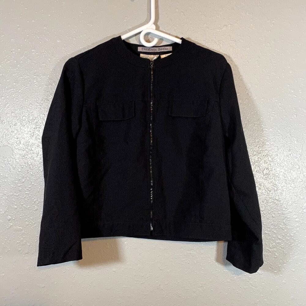 Vintage Kathie Lee Collection Womens Medium 8/10 Black Jacket Full Zip Business